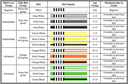 NORTH AMERICAN BRAZILIAN JIU-JITSU FEDERATION - BELT SYSTEM